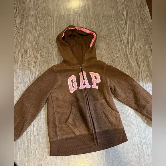 GAP Shirts Tops Gap Kids Logo Brown Zip Up Hoodie Girls Size